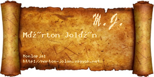 Márton Jolán névjegykártya